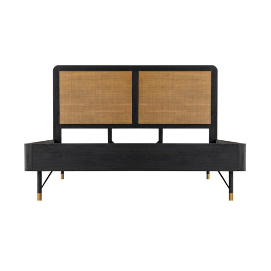 Armen Living - Saratoga 3 Piece King Bedroom Set in Black Acacia Wood and Rattan - SETSRBDKG3A veiw 2