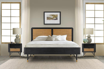 Armen Living - Saratoga 3 Piece King Bedroom Set in Black Acacia Wood and Rattan - SETSRBDKG3A veiw 9