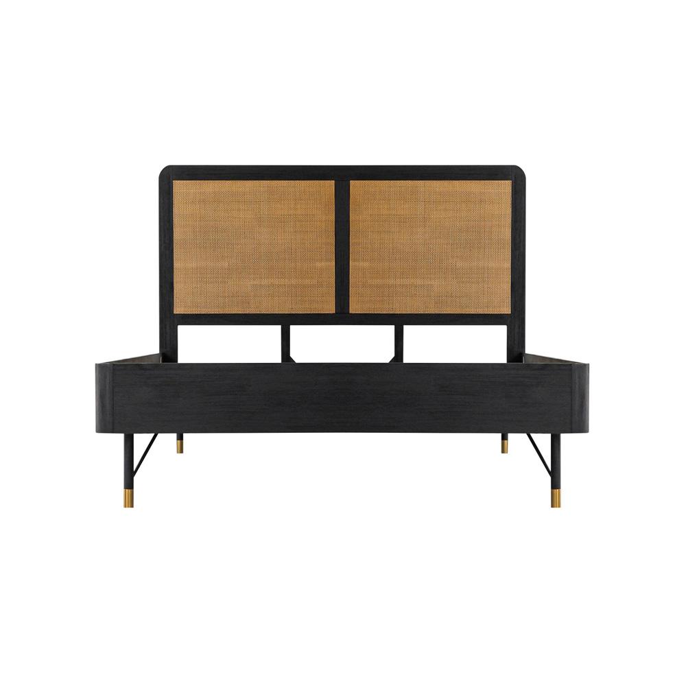 Armen Living - Saratoga 4 Piece Queen Bedroom Set in Black Acacia Wood and Rattan - SETSRBDQN4A veiw 2