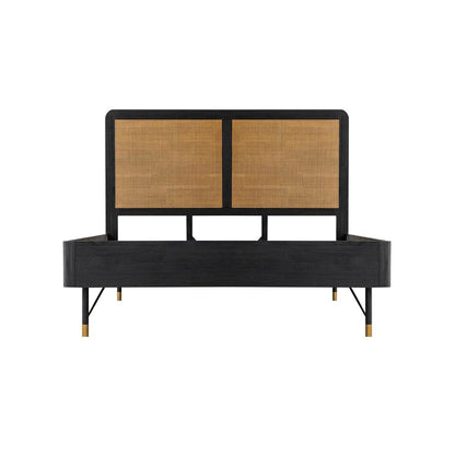 Armen Living - Saratoga 4 Piece Queen Bedroom Set in Black Acacia Wood and Rattan - SETSRBDQN4A veiw 2