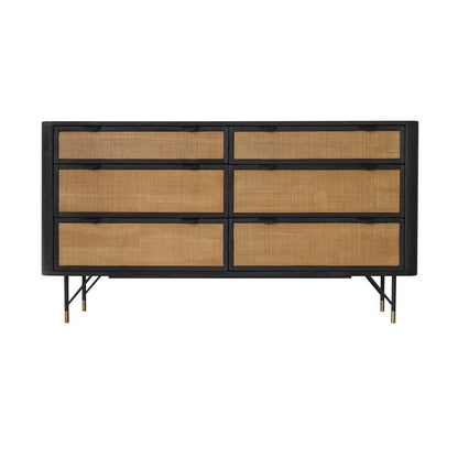 Armen Living - Saratoga 4 Piece Queen Bedroom Set in Black Acacia Wood and Rattan - SETSRBDQN4A veiw 4
