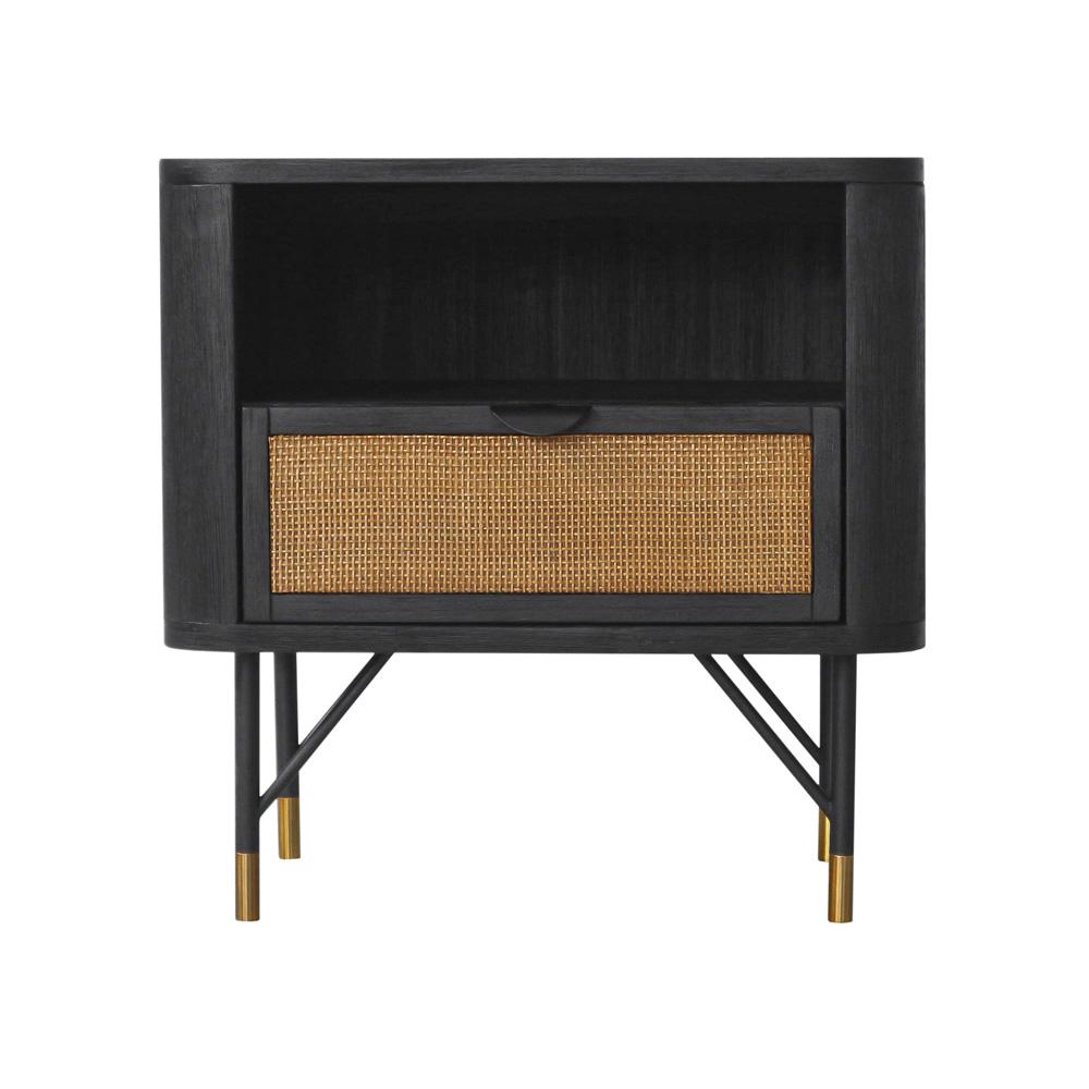 Armen Living - Saratoga 4 Piece Queen Bedroom Set in Black Acacia Wood and Rattan - SETSRBDQN4A veiw 6