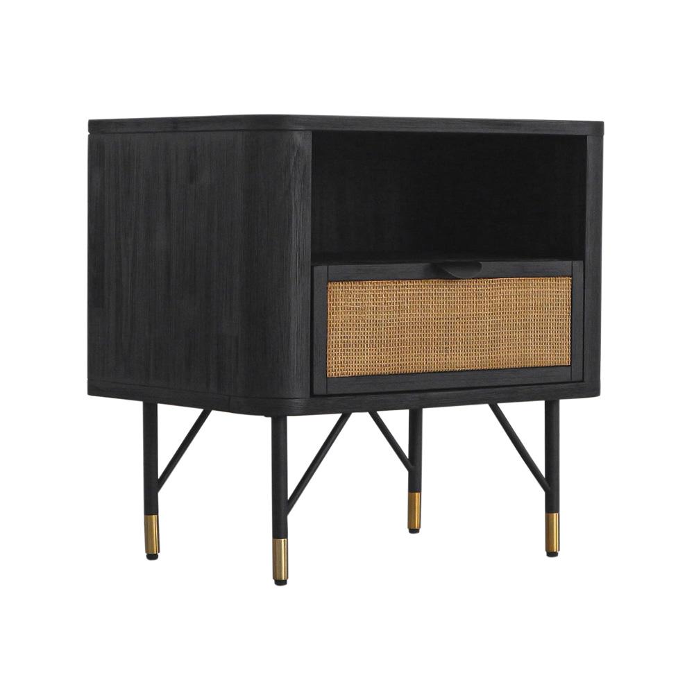 Armen Living - Saratoga 4 Piece Queen Bedroom Set in Black Acacia Wood and Rattan - SETSRBDQN4A veiw 7