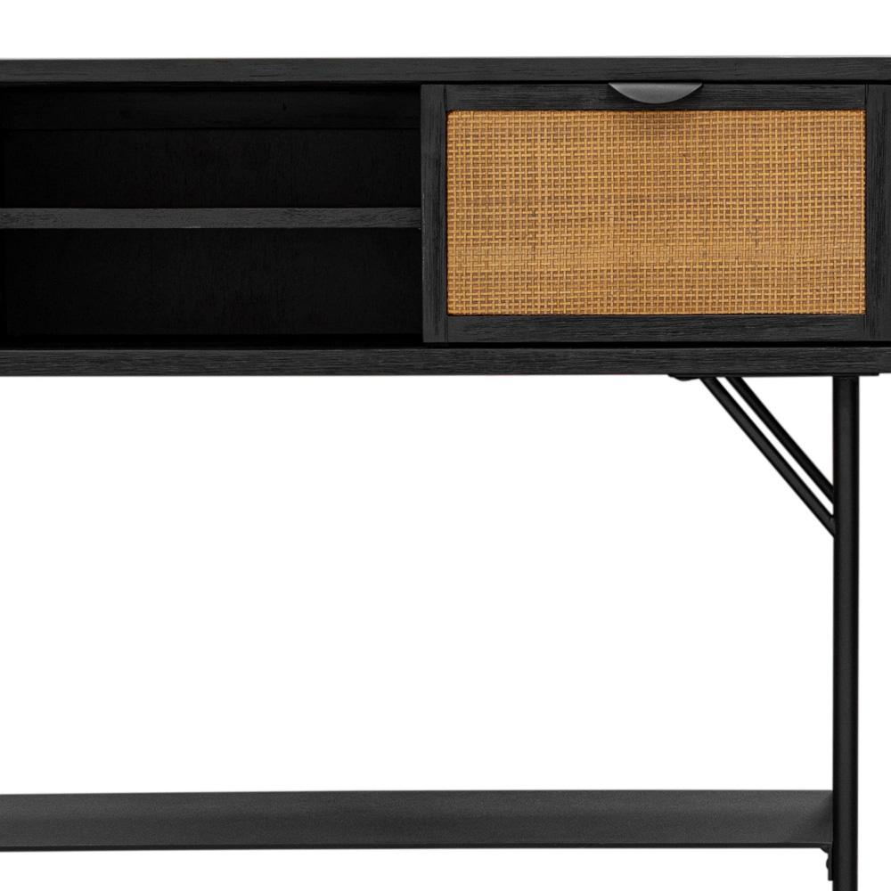 Armen Living - Saratoga Console Table in Black Acacia with Rattan - LCSRCNBL veiw 5