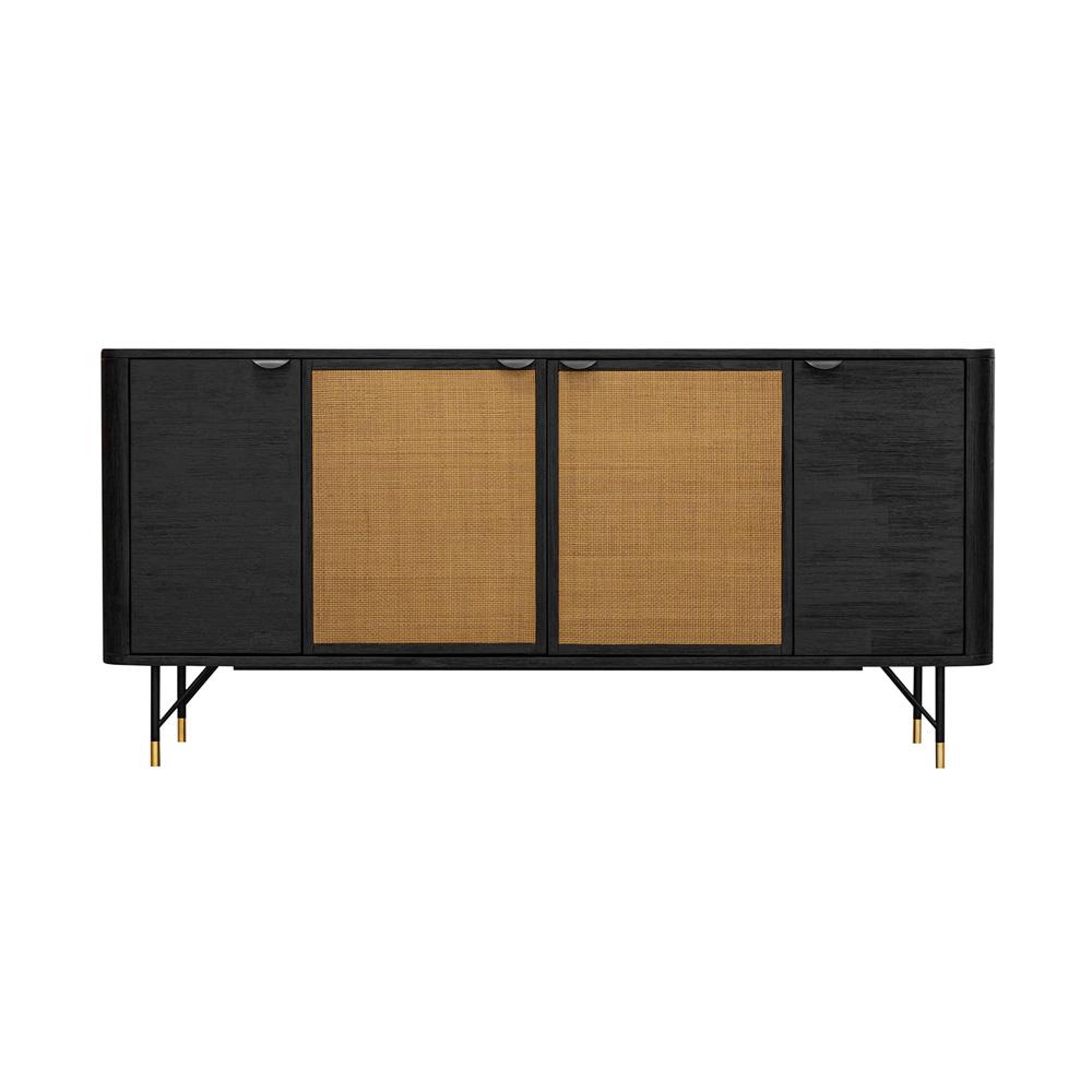Armen Living - Saratoga Sideboard Buffet in Black Acacia with Rattan - LCSRBUBL veiw 1