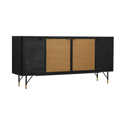 Armen Living - Saratoga Sideboard Buffet in Black Acacia with Rattan - LCSRBUBL veiw 2