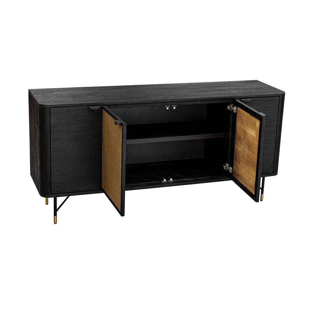 Armen Living - Saratoga Sideboard Buffet in Black Acacia with Rattan - LCSRBUBL veiw 3