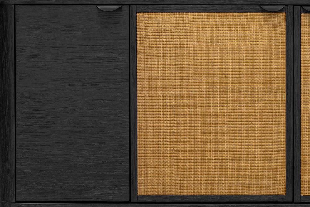 Armen Living - Saratoga Sideboard Buffet in Black Acacia with Rattan - LCSRBUBL veiw 4