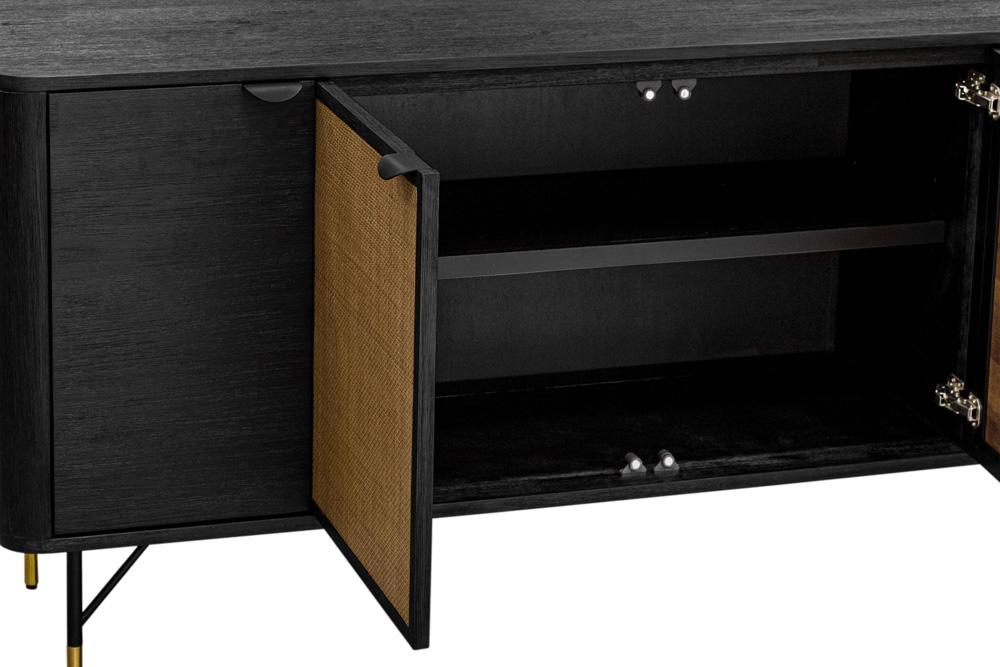 Armen Living - Saratoga Sideboard Buffet in Black Acacia with Rattan - LCSRBUBL veiw 5
