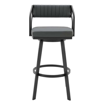 Armen Living - Scranton 26in Swivel Modern Black Metal and Slate Grey Faux Leather Barstool - 721535752263 veiw 2