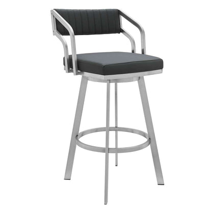 Armen Living - Scranton 30in Swivel Modern Brushed Stainless Steel and Slate Grey Faux Leather Barstool - 721535752256 - CLOSEOUT veiw 1