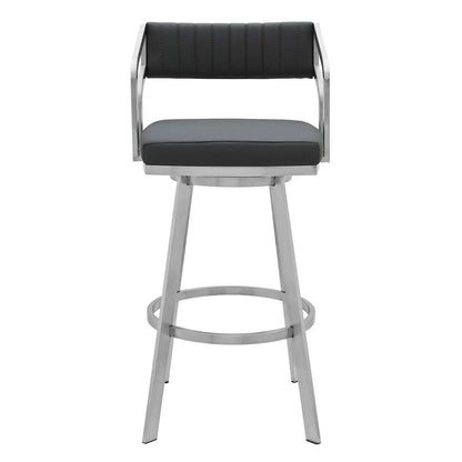 Armen Living - Scranton 30in Swivel Modern Brushed Stainless Steel and Slate Grey Faux Leather Barstool - 721535752256 - CLOSEOUT veiw 2