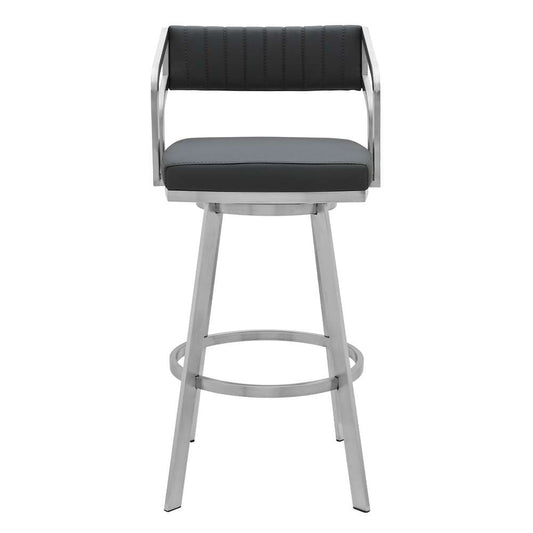 Armen Living - Scranton 30in Swivel Modern Brushed Stainless Steel and Slate Grey Faux Leather Barstool - 721535752256 - CLOSEOUT veiw 2