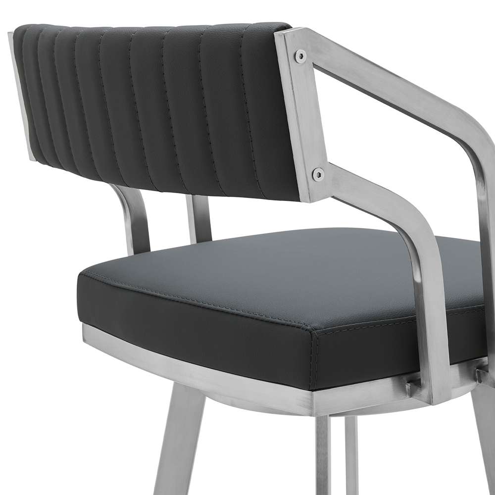 Armen Living - Scranton 30in Swivel Modern Brushed Stainless Steel and Slate Grey Faux Leather Barstool - 721535752256 - CLOSEOUT veiw 5