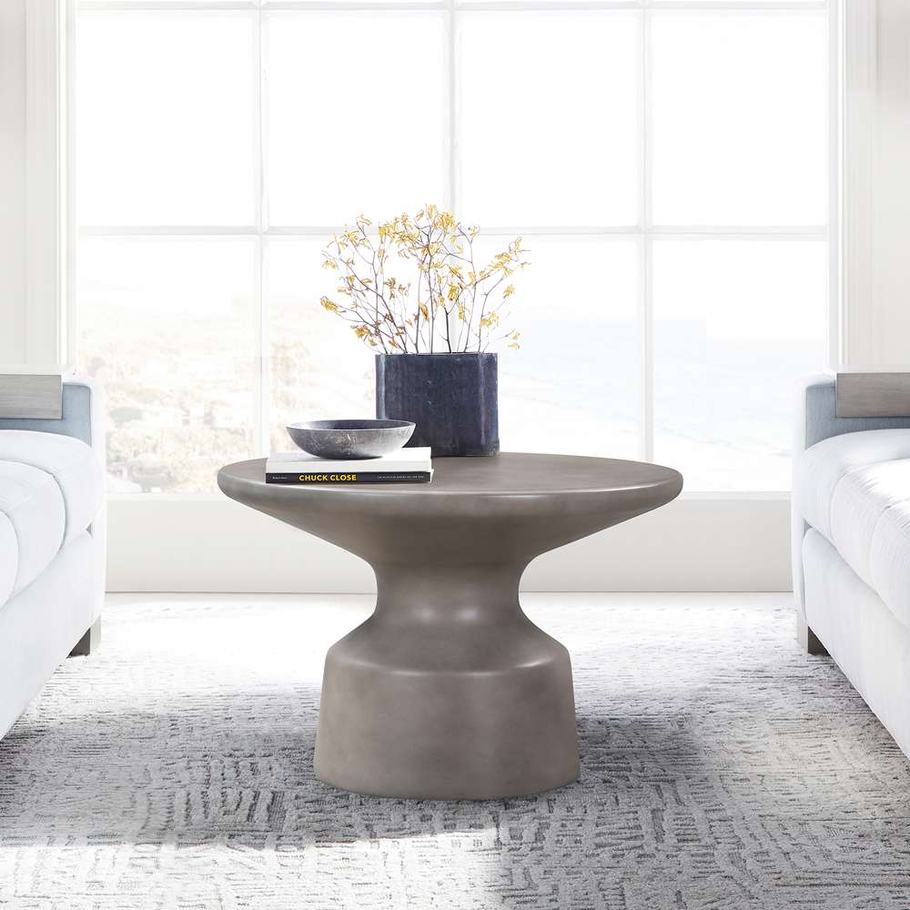 Armen Living - Sephie Round Pedastal Coffee Table in Grey Concrete - LCSFCOCCGR veiw 6