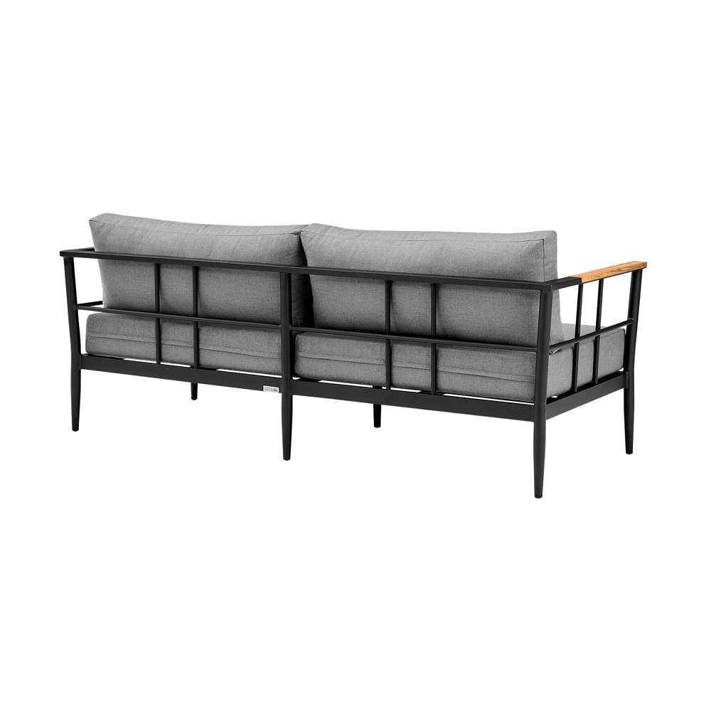 Armen Living - Shari Outdoor Patio 4-Piece Lounge Set in Aluminum with Teak Wood and Grey Cushions - 840254333079 - CLOSEOUT veiw 5