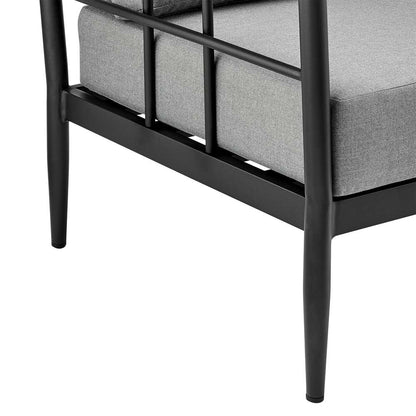 Armen Living - Shari Outdoor Patio 4-Piece Lounge Set in Aluminum with Teak Wood and Grey Cushions - 840254333079 - CLOSEOUT veiw 7