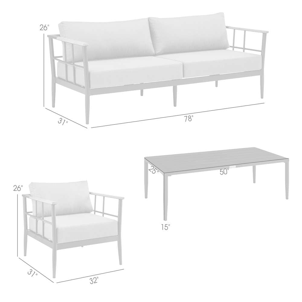 Armen Living - Shari Outdoor Patio 4-Piece Lounge Set in Aluminum with Teak Wood and Grey Cushions - 840254333079 - CLOSEOUT veiw 9