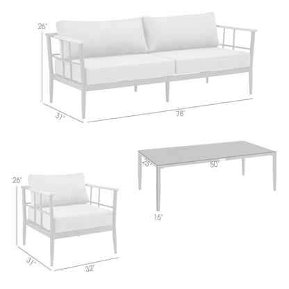 Armen Living - Shari Outdoor Patio 4-Piece Lounge Set in Aluminum with Teak Wood and Grey Cushions - 840254333079 - CLOSEOUT veiw 9