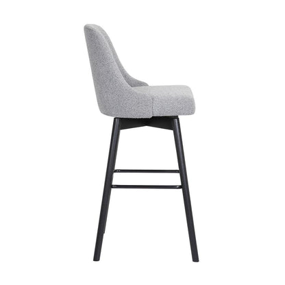 Armen Living  - Sicily 26in Swivel Black Wood Counter Stool in Light Grey Fabric - LCSIBABLKGRYF26 veiw 2