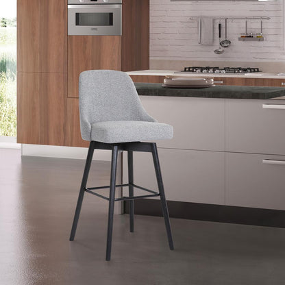 Armen Living  - Sicily 26in Swivel Black Wood Counter Stool in Light Grey Fabric - LCSIBABLKGRYF26 veiw 8