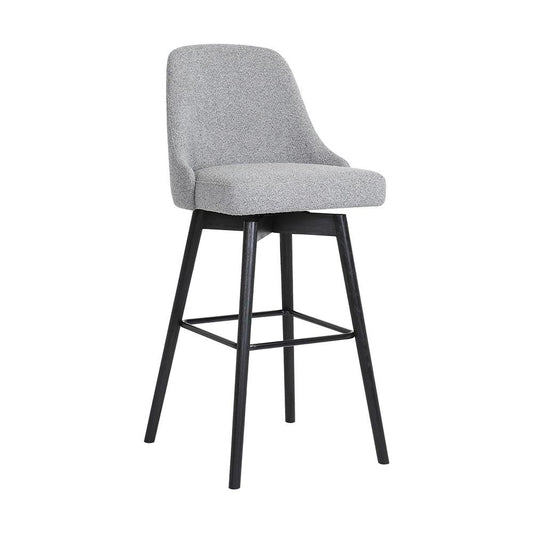 Armen Living  - Sicily 30in Swivel Black Wood Bar Stool in Light Grey Fabric - LCSIBABLKGRYF30 veiw 1