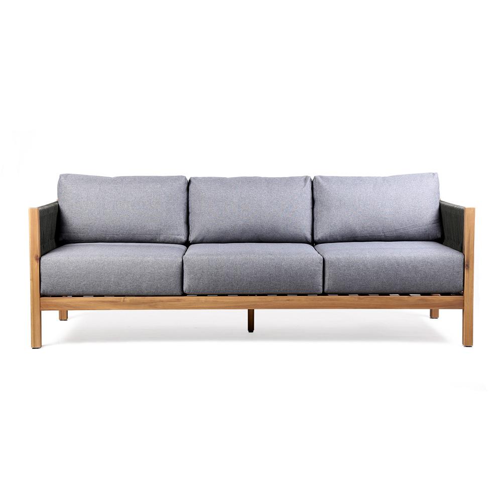 Armen Living - Sienna Outdoor Eucalyptus Sofa in Teak Finish with Grey Cushions - LCSISOWDTK veiw 1