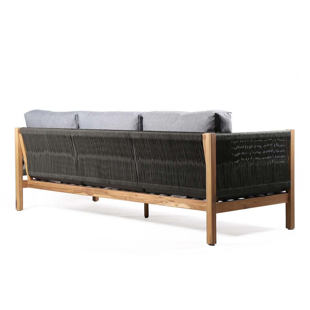 Armen Living - Sienna Outdoor Eucalyptus Sofa in Teak Finish with Grey Cushions - LCSISOWDTK veiw 3