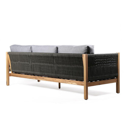 Armen Living - Sienna Outdoor Eucalyptus Sofa in Teak Finish with Grey Cushions - LCSISOWDTK veiw 3
