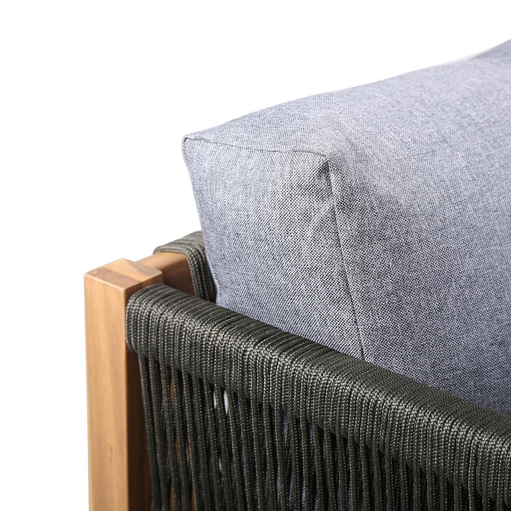 Armen Living - Sienna Outdoor Eucalyptus Sofa in Teak Finish with Grey Cushions - LCSISOWDTK veiw 5