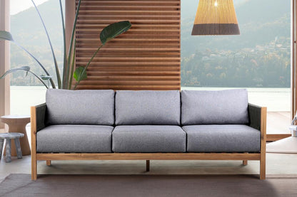 Armen Living - Sienna Outdoor Eucalyptus Sofa in Teak Finish with Grey Cushions - LCSISOWDTK veiw 8