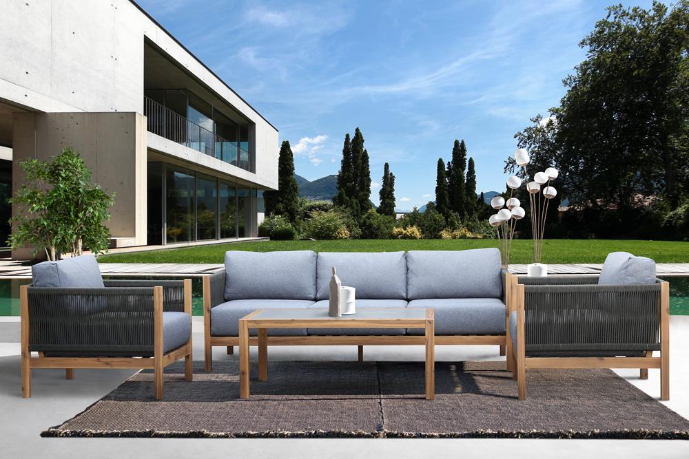 Armen Living - Sienna Outdoor Eucalyptus Sofa in Teak Finish with Grey Cushions - LCSISOWDTK veiw 9