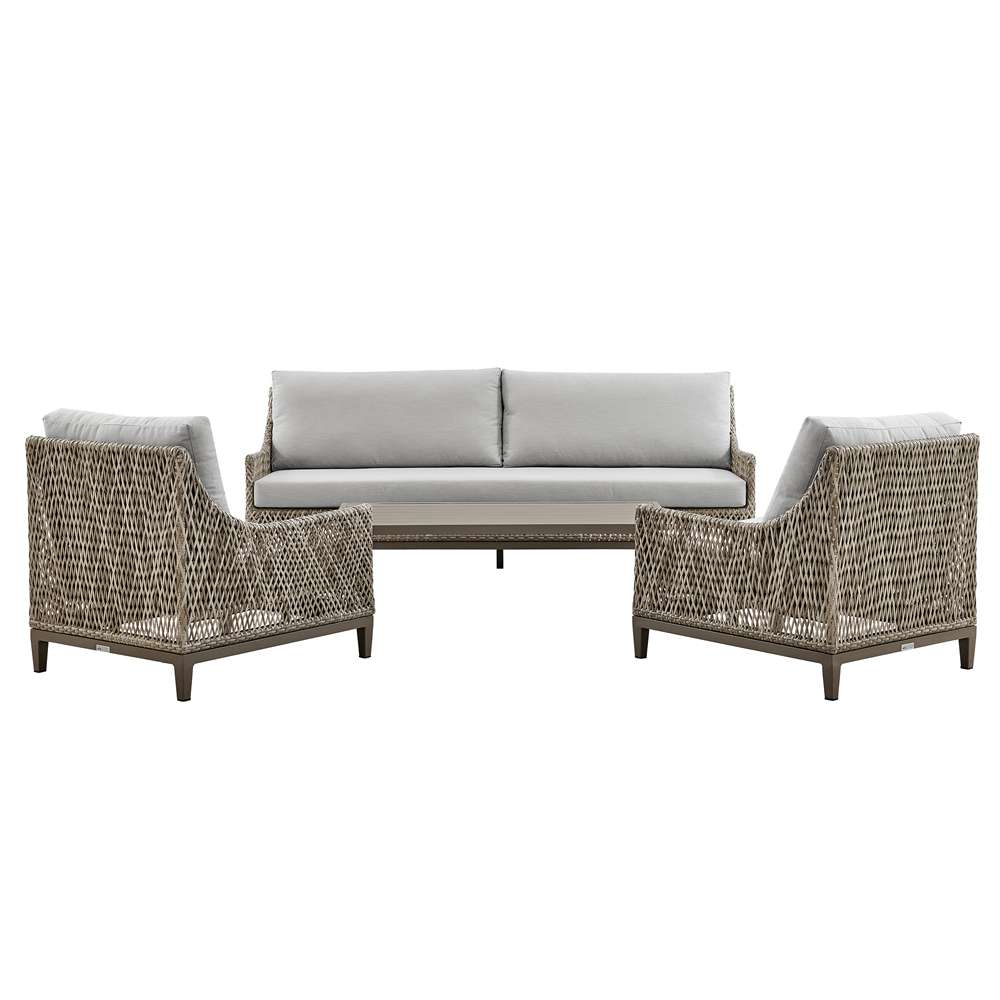 Armen Living - Silvana 4 Piece Outdoor Gray Fabric and Wicker Conversation Set - 840254332959 veiw 1