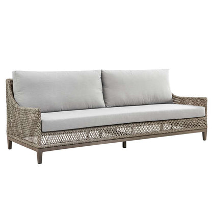 Armen Living - Silvana 4 Piece Outdoor Gray Fabric and Wicker Conversation Set - 840254332959 veiw 2