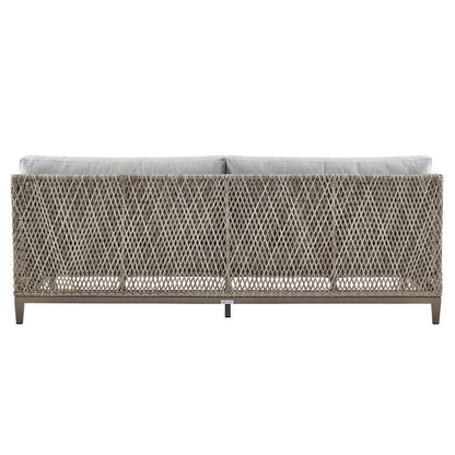 Armen Living - Silvana 4 Piece Outdoor Gray Fabric and Wicker Conversation Set - 840254332959 veiw 3