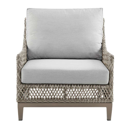 Armen Living - Silvana 4 Piece Outdoor Gray Fabric and Wicker Conversation Set - 840254332959 veiw 5