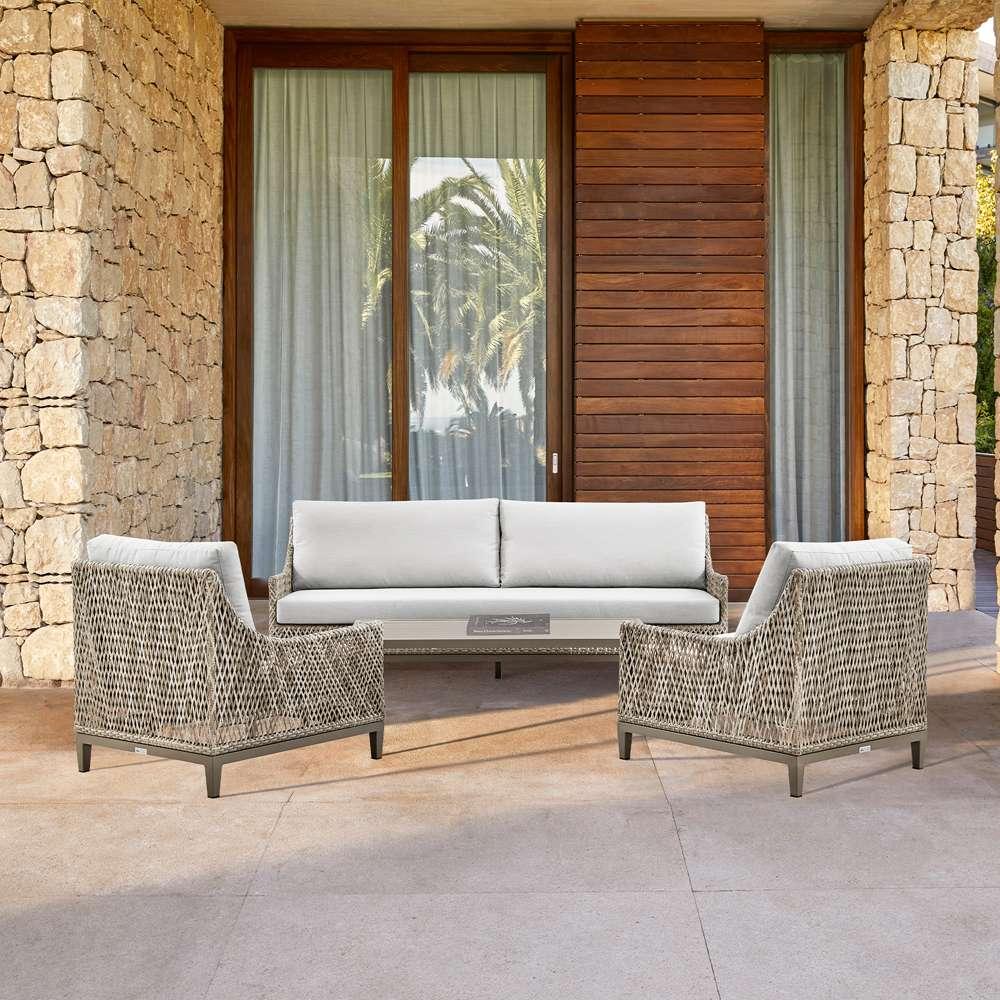 Armen Living - Silvana 4 Piece Outdoor Gray Fabric and Wicker Conversation Set - 840254332959 veiw 7