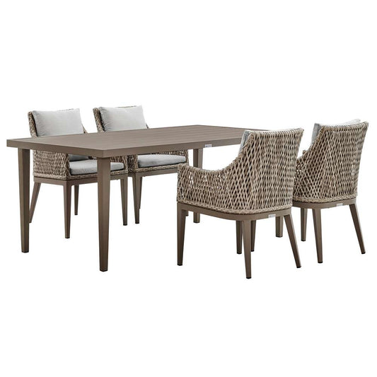 Armen Living - Silvana 5 Piece Gray Aluminum Outdoor Dining Set with Gray Fabric - 840254332935 veiw 1