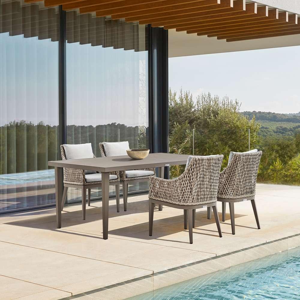 Armen Living - Silvana 5 Piece Gray Aluminum Outdoor Dining Set with Gray Fabric - 840254332935 veiw 7