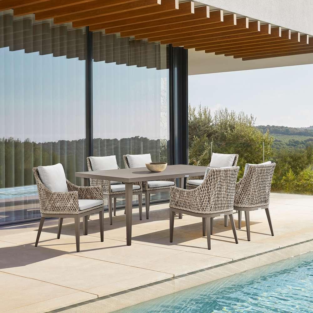 Armen Living - Silvana 7 Piece Gray Aluminum Outdoor Dining Set with Gray Fabric - 840254332942 veiw 7
