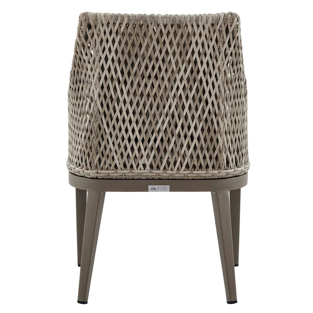 Armen Living - Silvana Outdoor Wicker and Aluminum Gray Dining Chair with Beige Cushions (Set of 2) - 840254332911 veiw 6