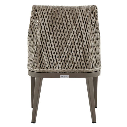 Armen Living - Silvana Outdoor Wicker and Aluminum Gray Dining Chair with Beige Cushions (Set of 2) - 840254332911 veiw 6