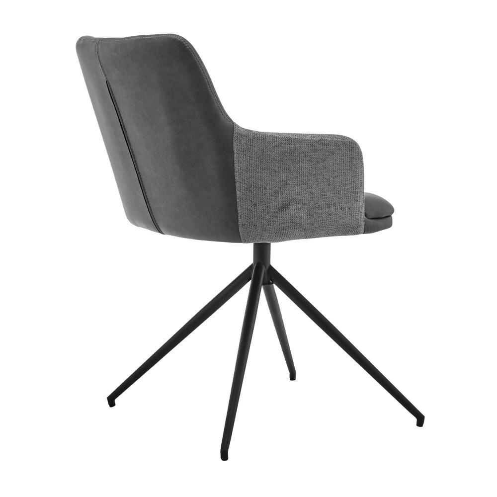 Armen Living - Simone Modern Faux Leather and Fabric Metal Swivel Dining Room Chairs (Set of 2) - LCSICHGRBL - CLOSEOUT veiw 3