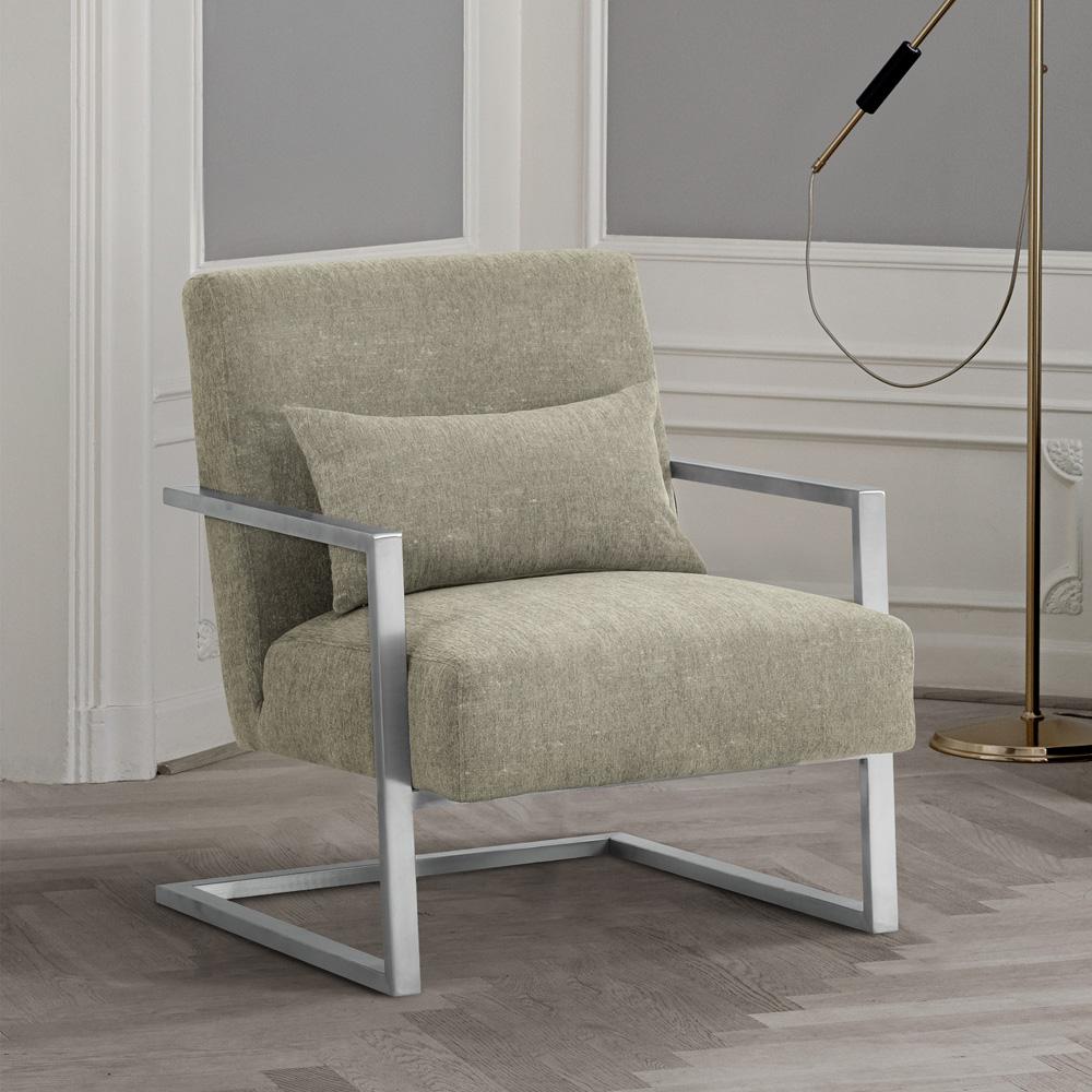 Armen Living - Skyline Modern Accent Chair In Gray Linen and Steel Legs - LCSKCHGR_CLOSEOUT veiw 7