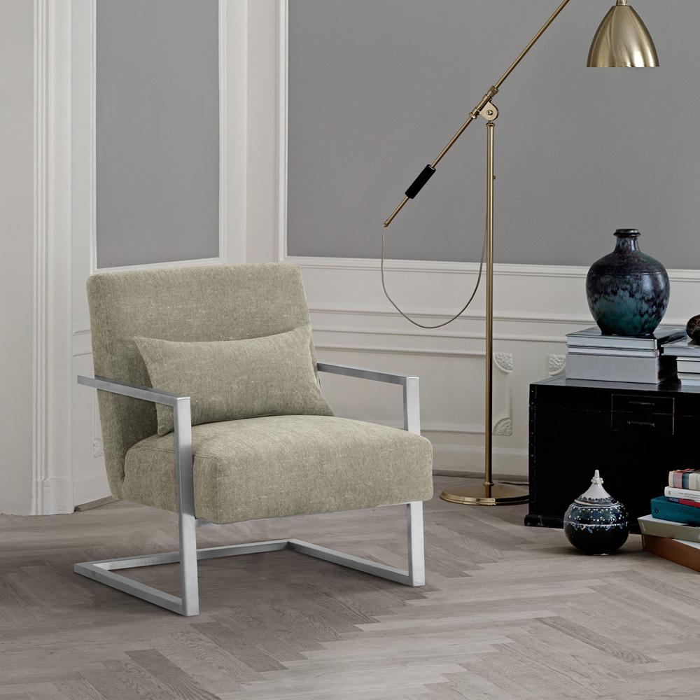 Armen Living - Skyline Modern Accent Chair In Gray Linen and Steel Legs - LCSKCHGR_CLOSEOUT veiw 8