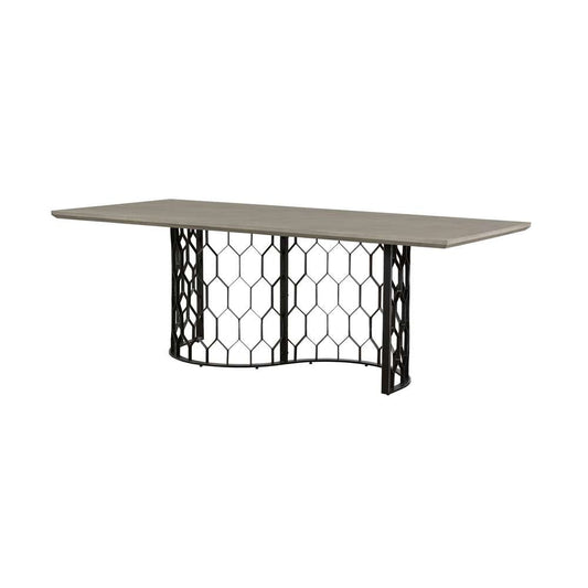 Armen Living - Solange Concrete and Black Metal Rectangular Dining Table - LCSODICCGR veiw 1