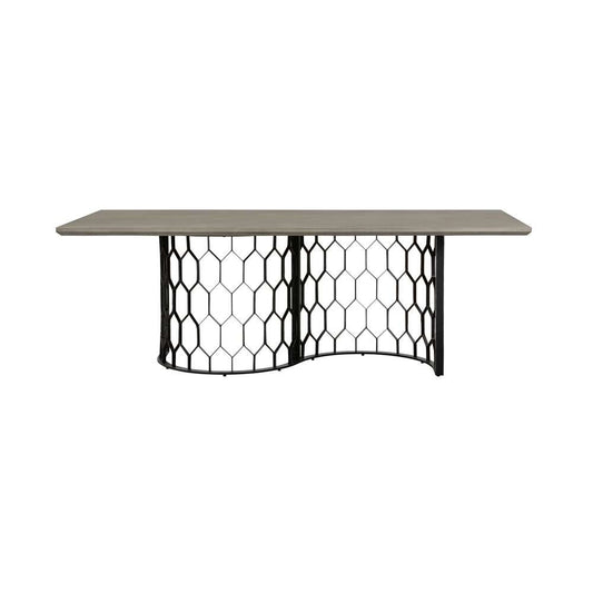 Armen Living - Solange Concrete and Black Metal Rectangular Dining Table - LCSODICCGR veiw 2