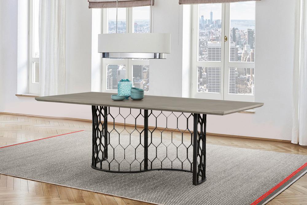 Armen Living - Solange Concrete and Black Metal Rectangular Dining Table - LCSODICCGR veiw 7