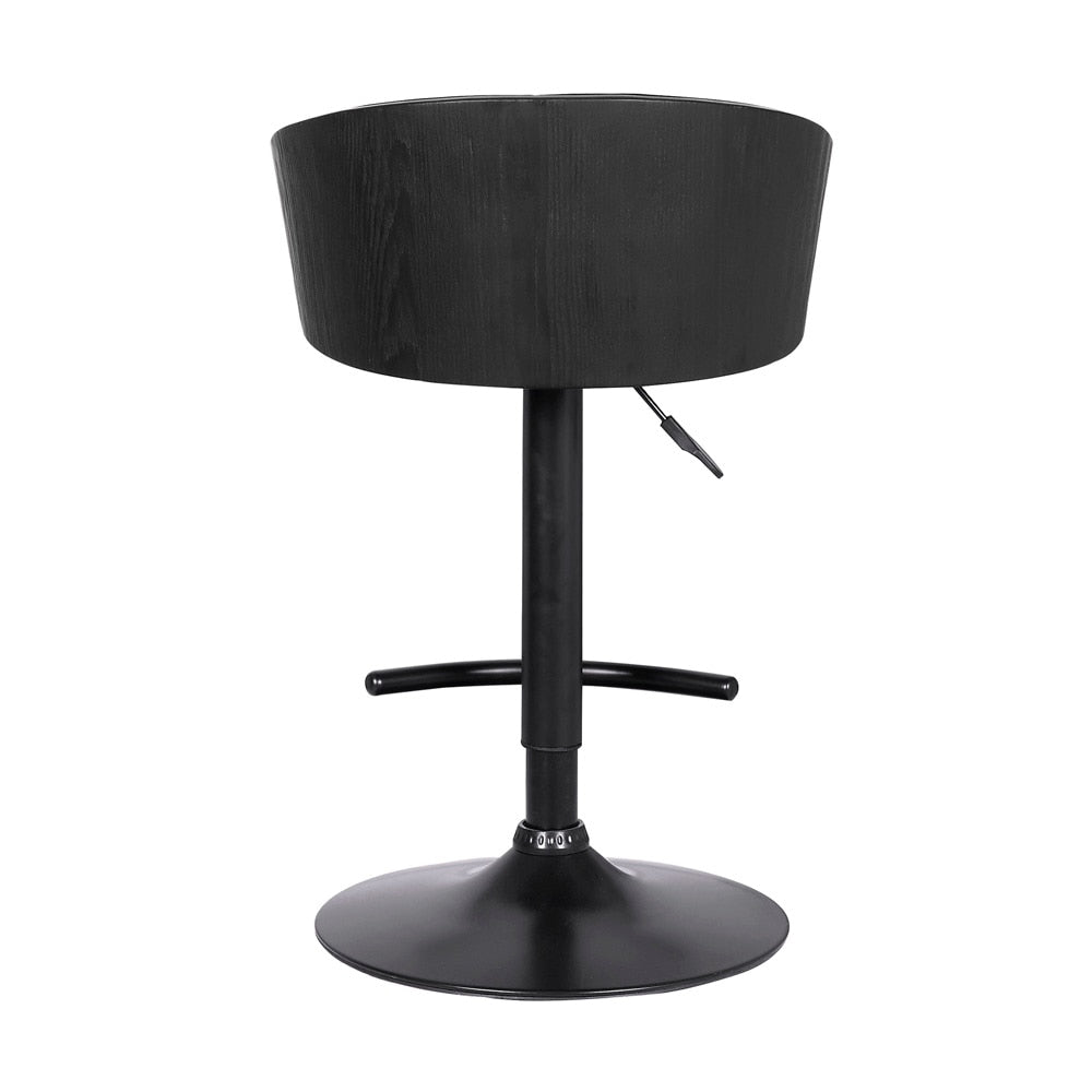Armen Living - Solstice Adjustable Black Faux Leather Swivel Barrstool With Black Powder Coated Finish and Gold Accents - LCSCBABLBL veiw 5