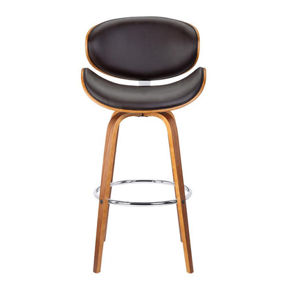Armen Living - Solvang 26in Swivel Brown Faux Leather and Walnut Wood Counter Stool - LCSLBABRWA26 veiw 2
